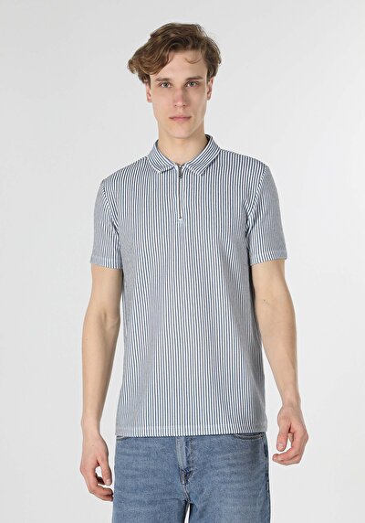 اعرض التفاصيل لـ أزرق للرجال قميص بولو  كم قصير