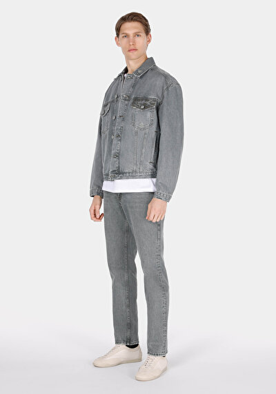 صورة من عادي الخصر مستقيم الساق الجينز الأسود للرجال