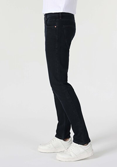 اعرض التفاصيل لـ مستقيم  خصر منخفض مستقيم الساق الجينز النيلي للرجال