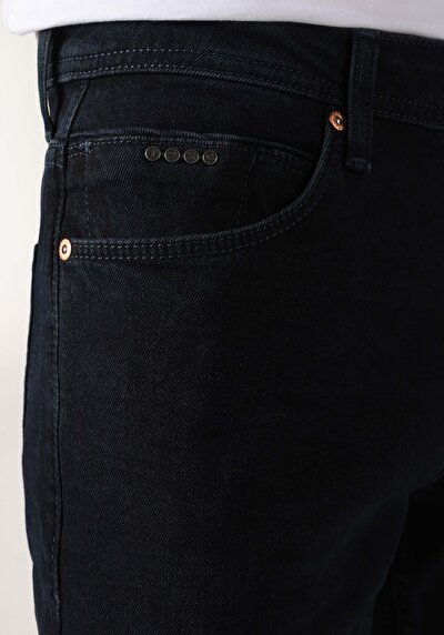 اعرض التفاصيل لـ مستقيم  خصر منخفض مستقيم الساق الجينز النيلي للرجال