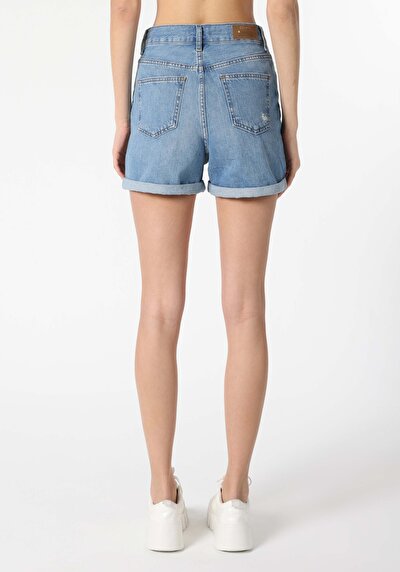 صورة من أمي فيت خصر متوسط نسائي نيلي جان شورت