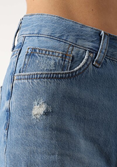 اعرض التفاصيل لـ أمي فيت خصر متوسط نسائي نيلي جان شورت