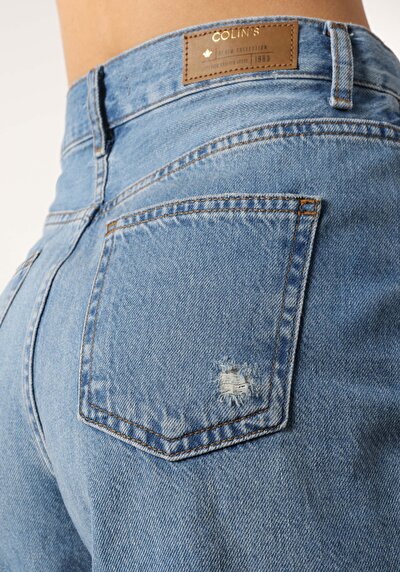 اعرض التفاصيل لـ أمي فيت خصر متوسط نسائي نيلي جان شورت