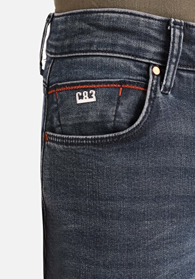 صورة من سليم خصر منخفض ضيق الساق الجينز الداكن للرجال