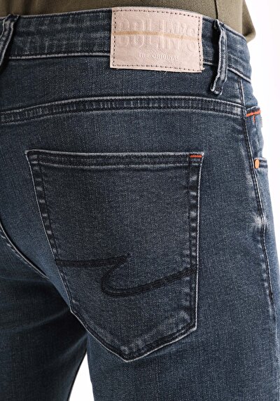 اعرض التفاصيل لـ سليم  خصر منخفض ضيق الساق الجينز الداكن للرجال