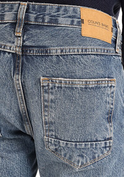 اعرض التفاصيل لـ مستقيم  خصر منخفض مستقيم الساق الجينز النيلي للرجال