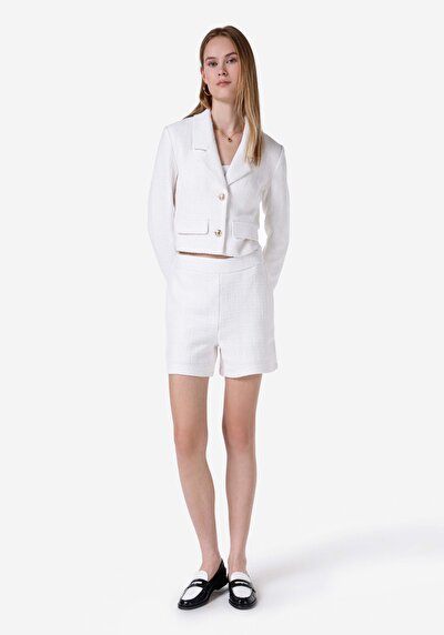 صورة من سليم  خصر منخفض مستقيم شورت أبيض نسائي