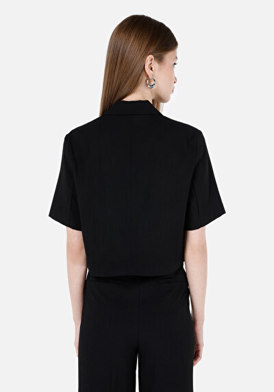 صورة من رجالي بأزرار غير مبطن جاكيت أسود نسائي