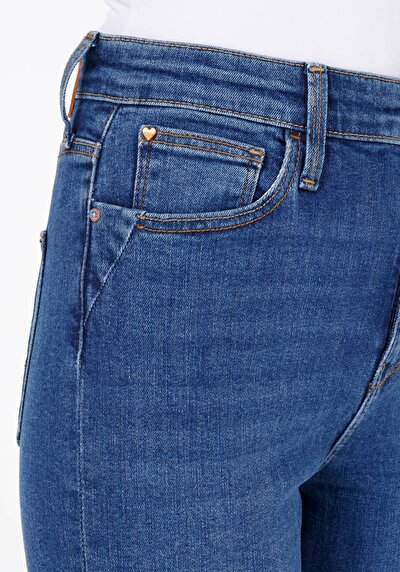 اعرض التفاصيل لـ ضيق  ارتفاع الخصر سوبر ضيق الساق نسائي نيلي جينز