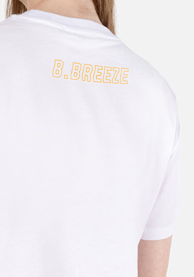 اعرض التفاصيل لـ   رقبة مستديرة مطبوعة نسائية أبيض قصيرة أكمام تي شيرت