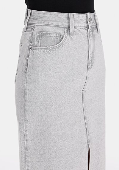 اعرض التفاصيل لـ ضيق  مستقيم سحاب نسائي تنورة رمادية