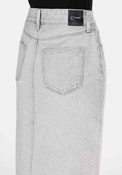 اعرض التفاصيل لـ ضيق  مستقيم سحاب نسائي تنورة رمادية