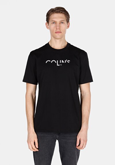 صورة من أسود للرجال تي شيرت بأكمام قصيرة