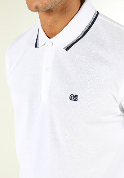 اعرض التفاصيل لـ أبيض للرجال قميص بولو  كم قصير