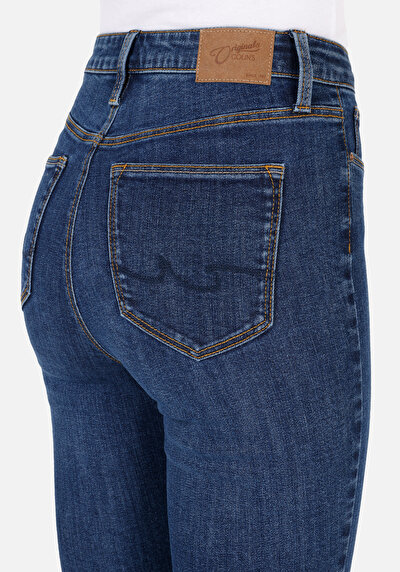 اعرض التفاصيل لـ ضيق  خصر عالي ضيق الساق نسائي نيلي جينز