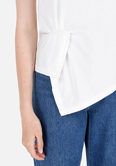 اعرض التفاصيل لـ   رقبة مستديرة مستقيم نسائي أبيض بلا أكمام تي شيرت