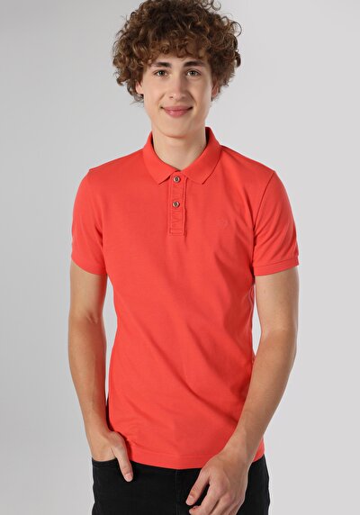 صورة من نحيف ياقة بولو مستقيم رجالي وردي كم قصير تي شيرت