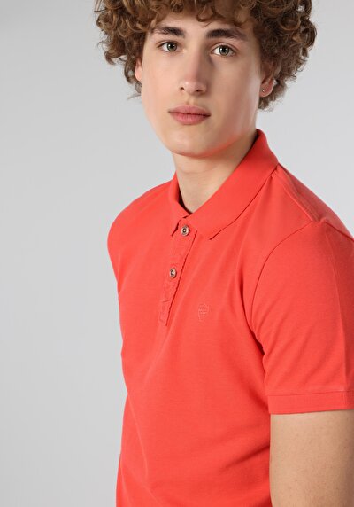 صورة من نحيف ياقة بولو مستقيم رجالي وردي كم قصير تي شيرت