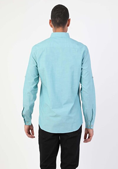 صورة من أخضر للرجال قميص كم طويل