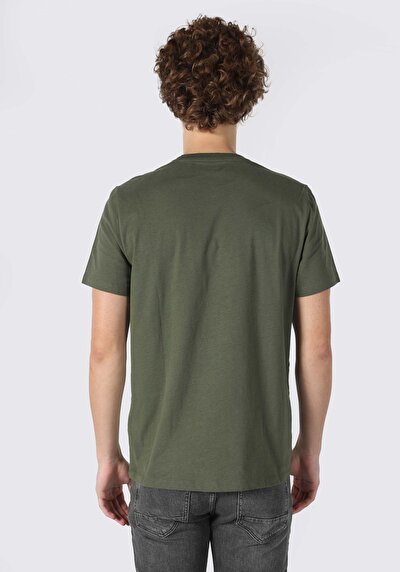 صورة من عادي مقاس برقبة مستديرة رجالي أخضر كم قصير تي شيرت