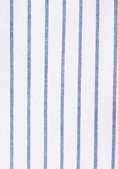 اعرض التفاصيل لـ قميص عادي رقبة مخطط رجالي مزيج الكتان أزرق كحلي كم طويل قميص