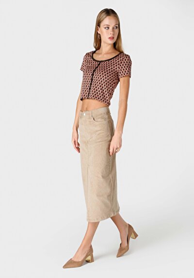 صورة من ميدي تنورة مستقيمة سحاب نسائي بيج تنورة