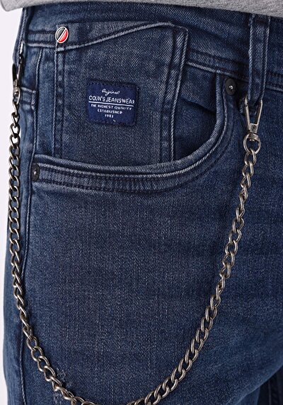 اعرض التفاصيل لـ سليم  خصر منخفض ضيق الساق الجينز الداكن للرجال