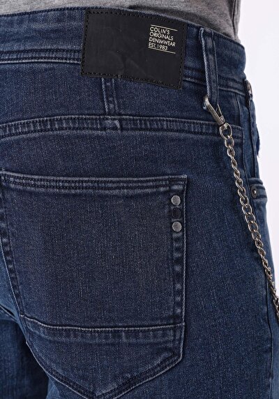 اعرض التفاصيل لـ سليم  خصر منخفض ضيق الساق الجينز الداكن للرجال