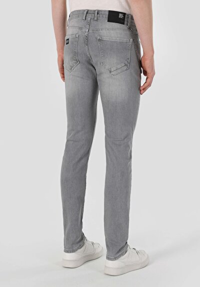 اعرض التفاصيل لـ سليم  خصر منخفض ساق ضيقة جينز رجالي رمادي