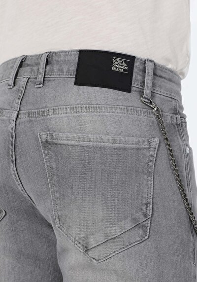 اعرض التفاصيل لـ سليم  خصر منخفض ساق ضيقة جينز رجالي رمادي