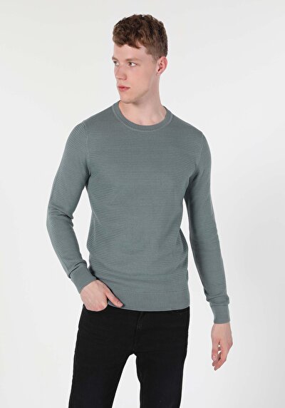 اعرض التفاصيل لـ   رقبة مستديرة جاكار سترة خضراء للرجال