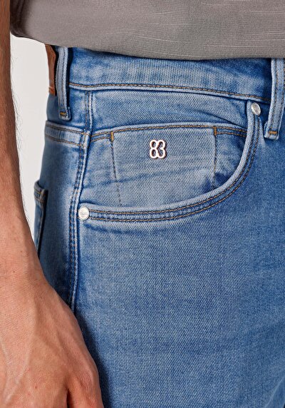 اعرض التفاصيل لـ مستقيم  خصر منخفض مستقيم الساق الجينز النيلي للرجال