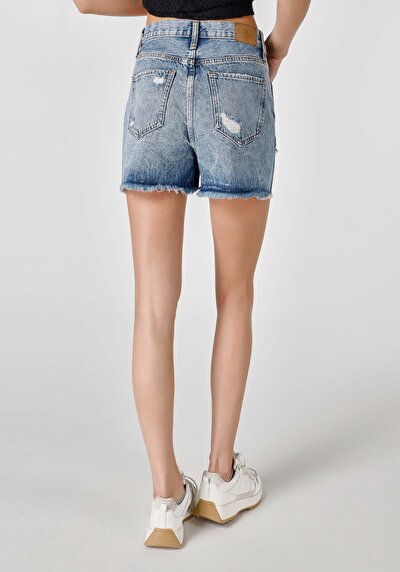 اعرض التفاصيل لـ أمي قصيرة الارتفاع الخصر نسائي الدنيم جان شورت