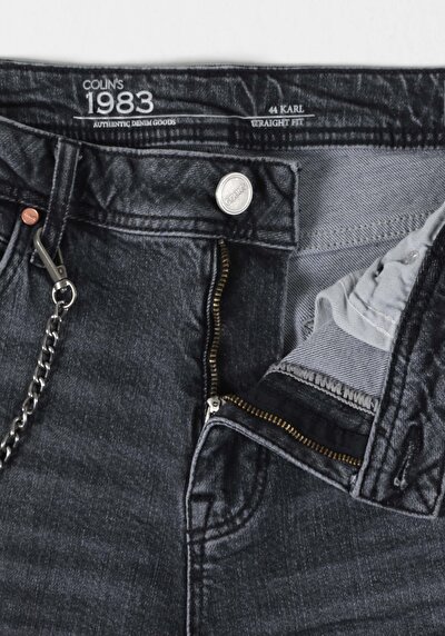 اعرض التفاصيل لـ مستقيم  خصر منخفض مستقيم الساق الجينز الأسود للرجال