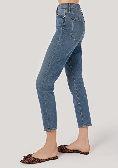 اعرض التفاصيل لـ نحيف  ارتفاع الخصر تقلص الساق الجينز النيلي النسائي