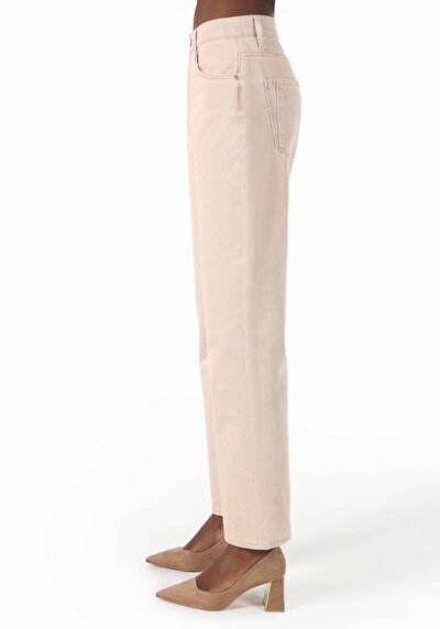 اعرض التفاصيل لـ   خصر عالي ساق مستقيمة نسائي بنطلون جينز بني فاتح