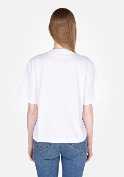 اعرض التفاصيل لـ   رقبة مستديرة مطبوعة نسائية أبيض قصيرة أكمام تي شيرت