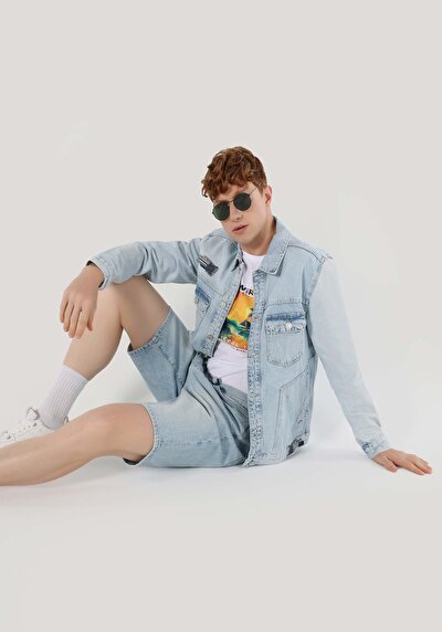 صورة من أزرق فاتح للرجال جاكيت سترة