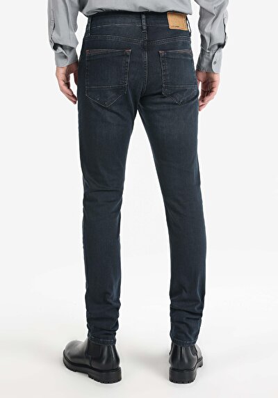 صورة من سليم خصر منخفض ضيق الساق الجينز الداكن للرجال