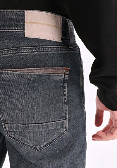 اعرض التفاصيل لـ سليم  خصر منخفض ضيق الساق الجينز الداكن للرجال