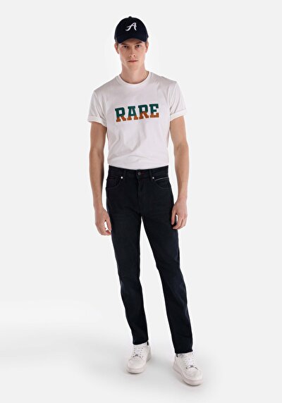 صورة من مستقيم خصر منخفض مستقيم الساق الجينز الداكن للرجال