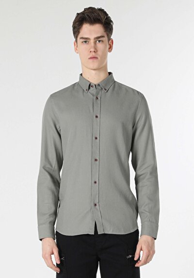 اعرض التفاصيل لـ أخضر للرجال قميص  كم طويل