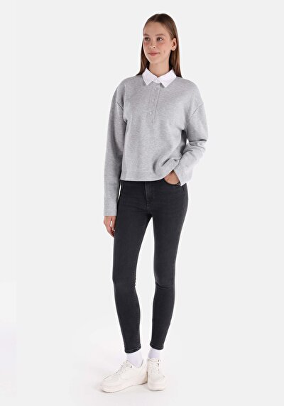 صورة من نحيل  خصر متوسط ضيق الساق نسائي أسود جينز