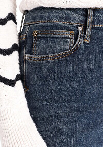 اعرض التفاصيل لـ ضيق  خصر عالي ضيق الساق نسائي نيلي جينز