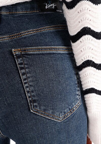 اعرض التفاصيل لـ ضيق  خصر عالي ضيق الساق نسائي نيلي جينز