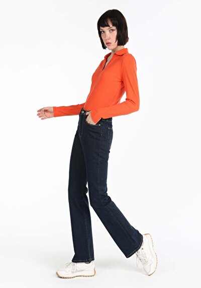 صورة من عادي الخصر حذاء نسائي جينز نيلي