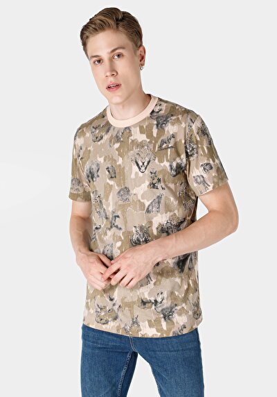 صورة من كومفورت فيت رقبة مستديرة رجالي بيج كم قصير تي شيرت