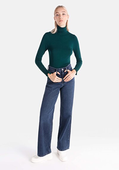 صورة من   خصر عالي ساق واسعة جينز نسائي جينز