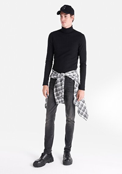 اعرض التفاصيل لـ سليم  خصر منخفض ساق ضيقة جينز أسود للرجال