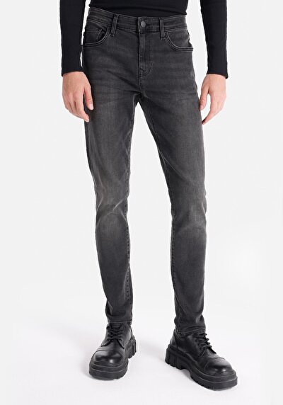 اعرض التفاصيل لـ سليم  خصر منخفض ساق ضيقة جينز أسود للرجال